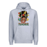 Heather Grey math teacher life afro messy bun Premium Hoodie - NancyCooperArtShop