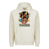 Oatmeal Heather math teacher life afro messy bun Premium Hoodie - NancyCooperArtShop