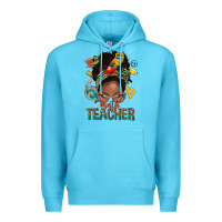 Ocean Blue math teacher life afro messy bun Premium Hoodie - NancyCooperArtShop