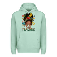 Seafoam math teacher life afro messy bun Premium Hoodie - NancyCooperArtShop