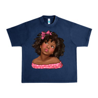 Navy afro black girlchild kiss with bow Urban Heavy Tee - texasbilliewilder