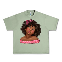 Oil Green afro black girlchild kiss with bow Urban Heavy Tee - texasbilliewilder