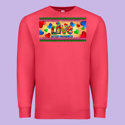 Love Autism Awareness License Plate Template Premium Sweatshirt Designed By Barkaloodesign