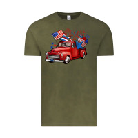 Vintage Olive american truck 4th of july Vintage Tee - BarkalooDesign