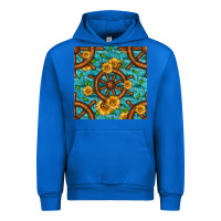 Cobalt Lake Boat Rudder And Sunflowers Seamless Pattern Urban Hoodie - BundleAndBundleShop