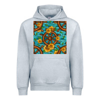 Heather Grey Lake Boat Rudder And Sunflowers Seamless Pattern Urban Hoodie - BundleAndBundleShop