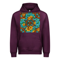 Mauve Wine Lake Boat Rudder And Sunflowers Seamless Pattern Urban Hoodie - BundleAndBundleShop
