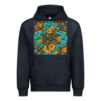 Navy Lake Boat Rudder And Sunflowers Seamless Pattern Urban Hoodie - BundleAndBundleShop