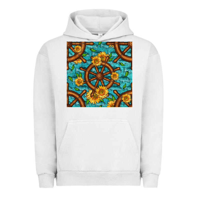 Lake Boat Rudder And Sunflowers Seamless Pattern Urban Hoodie by BundleAndBundleShop | Teevron