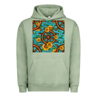 Pigment Oil Green Lake Boat Rudder And Sunflowers Seamless Pattern Urban Hoodie - BundleAndBundleShop