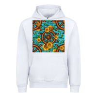 White Lake Boat Rudder And Sunflowers Seamless Pattern Urban Hoodie - BundleAndBundleShop
