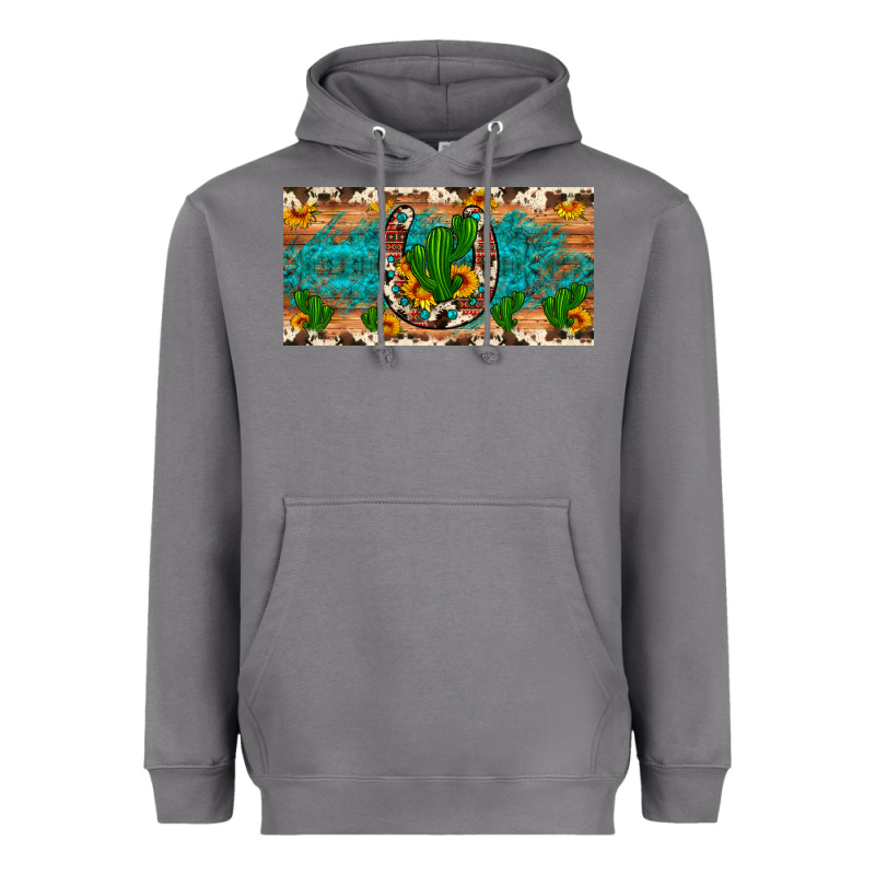 Cactus Sunflower Horseshoe License Plate Heavyweight Hoodie by Artiststas | Teevron