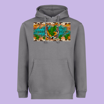 Cactus Sunflower Horseshoe License Plate Heavyweight Hoodie Designed By Artiststas