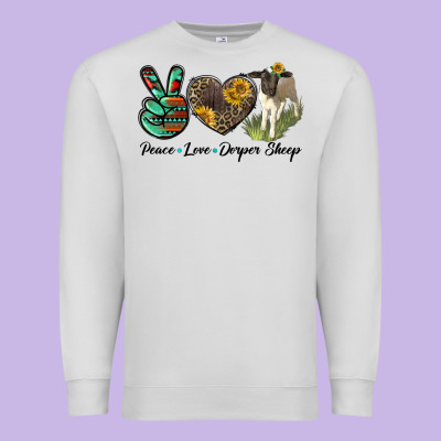 Peace Love Dorper Sheep Premium Sweatshirt Designed By Lillyallendesigns