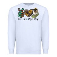White Peace Love Dorper Sheep Premium Sweatshirt - LillyAllenDesigns