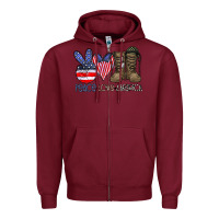 Burgundy peace love america Zipper Hoodie - CowhideDigitalArt