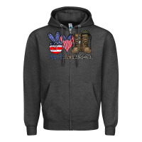 Charcoal Heather peace love america Zipper Hoodie - CowhideDigitalArt
