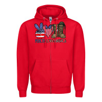 Red peace love america Zipper Hoodie - CowhideDigitalArt