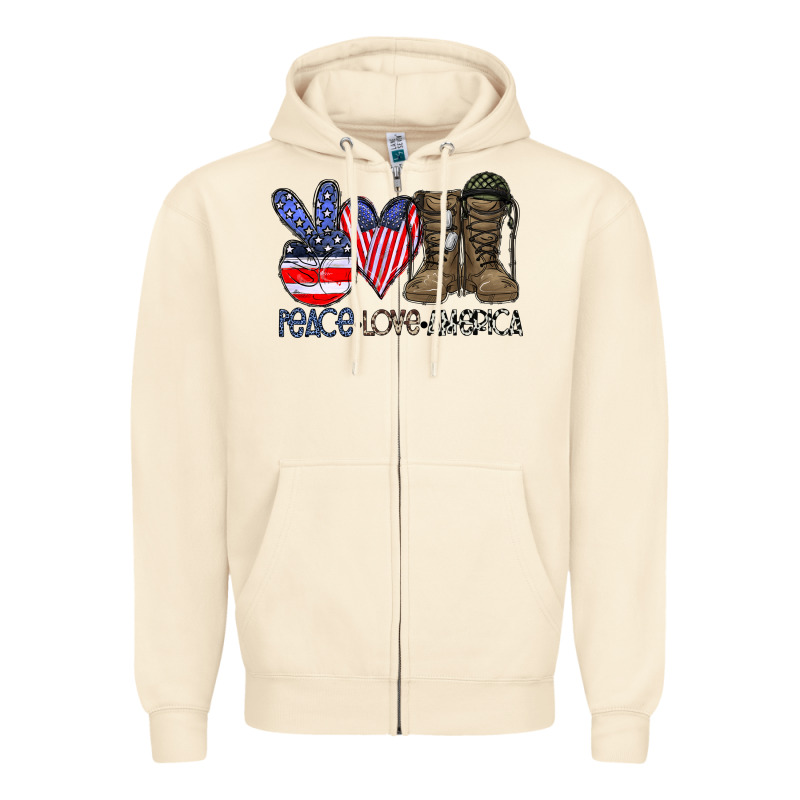 Peace Love America Zipper Hoodie by CowhideDigitalArt | Teevron