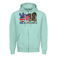 Seafoam peace love america Zipper Hoodie - CowhideDigitalArt