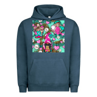 Pigment Midnight Navy Hairdresser Gnomes With Hearts And Pearls With Leopard Urban Hoodie - BundleAndBundleShop