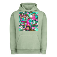 Pigment Oil Green Hairdresser Gnomes With Hearts And Pearls With Leopard Urban Hoodie - BundleAndBundleShop
