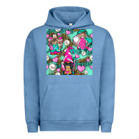 Pigment Pebble Blue Hairdresser Gnomes With Hearts And Pearls With Leopard Urban Hoodie - BundleAndBundleShop