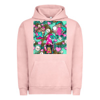 Pigment Salmon Hairdresser Gnomes With Hearts And Pearls With Leopard Urban Hoodie - BundleAndBundleShop