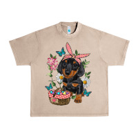 French Oak Easter Dachshund Urban Heavy Tee - RanaPortraitStore