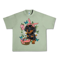 Oil Green Easter Dachshund Urban Heavy Tee - RanaPortraitStore