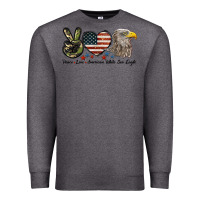 Charcoal Heather Peace Love American White Sea Eagle Premium Sweatshirt - LillyAllenDesigns