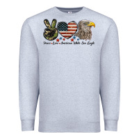 Heather Grey Peace Love American White Sea Eagle Premium Sweatshirt - LillyAllenDesigns