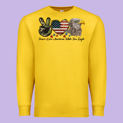 Peace Love American White Sea Eagle Premium Sweatshirt Designed By Lillyallendesigns