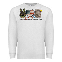 Oatmeal Heather Peace Love American White Sea Eagle Premium Sweatshirt - LillyAllenDesigns