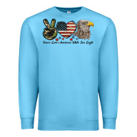 Ocean Blue Peace Love American White Sea Eagle Premium Sweatshirt - LillyAllenDesigns