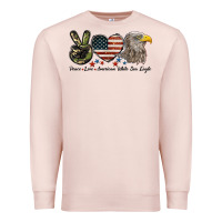 Pale Pink Peace Love American White Sea Eagle Premium Sweatshirt - LillyAllenDesigns
