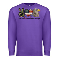 Purple Peace Love American White Sea Eagle Premium Sweatshirt - LillyAllenDesigns