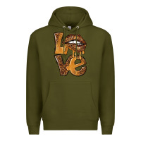 Army Green love leopard with lips Premium Hoodie - NancyCooperArtShop