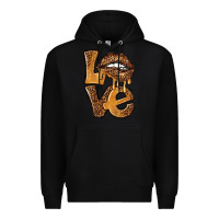 Black love leopard with lips Premium Hoodie - NancyCooperArtShop