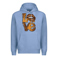 Colony Blue love leopard with lips Premium Hoodie - NancyCooperArtShop