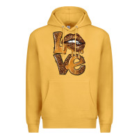 Mustard love leopard with lips Premium Hoodie - NancyCooperArtShop