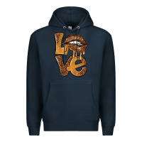 Navy love leopard with lips Premium Hoodie - NancyCooperArtShop