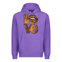 Purple love leopard with lips Premium Hoodie - NancyCooperArtShop