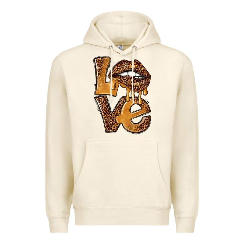Love Leopard With Lips Premium Hoodie by NancyCooperArtShop | Teevron