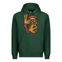 Sports Green love leopard with lips Premium Hoodie - NancyCooperArtShop