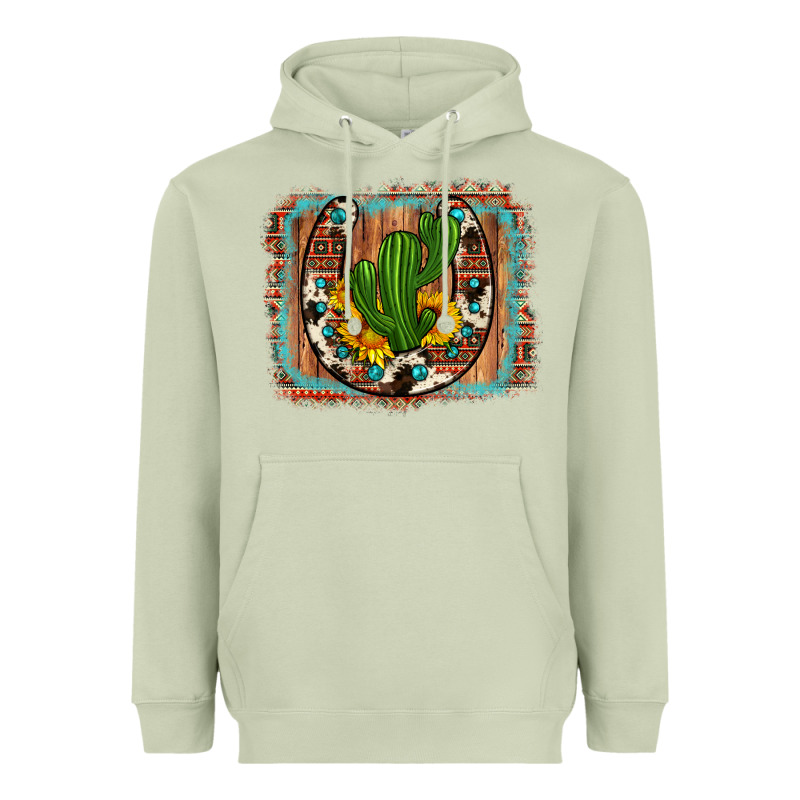 Cactus Sunflower Cowhide Horseshoe  Background Heavyweight Hoodie by Artiststas | Teevron