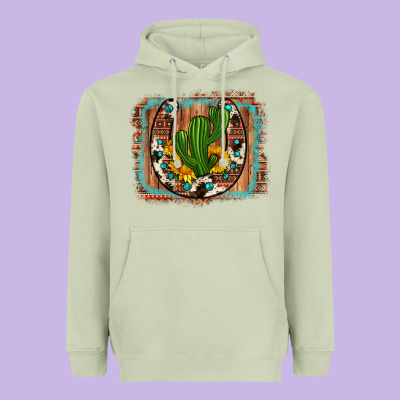 Cactus Sunflower Cowhide Horseshoe  Background Heavyweight Hoodie Designed By Artiststas