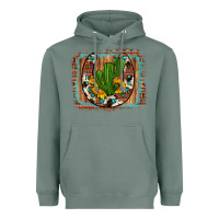 Sage cactus sunflower cowhide horseshoe  background Heavyweight Hoodie - Artiststas