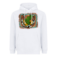 White cactus sunflower cowhide horseshoe  background Heavyweight Hoodie - Artiststas