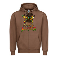 Chestnut juneteenth black woman messy bun Zipper Hoodie - HRA Design Shop
